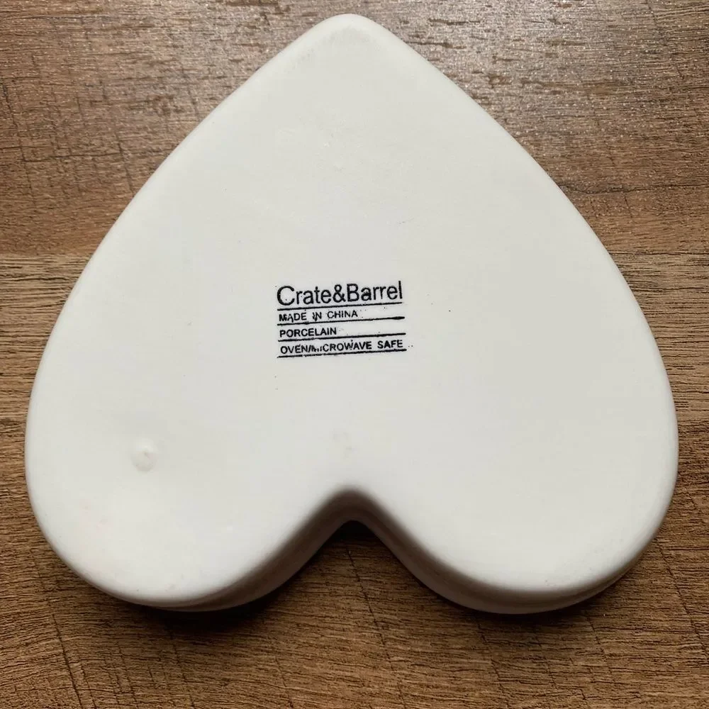 Crate & Barrel White Heart-Shaped Ceramic Dish